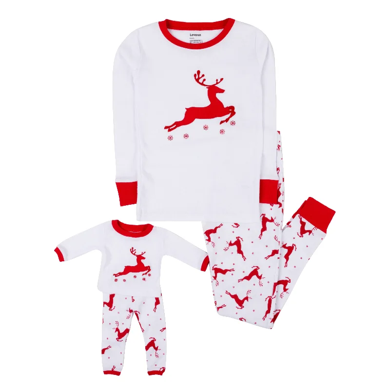 Christmas Girls and Matching Doll Cotton Pajamas Reindeer Cozy Men's Winter