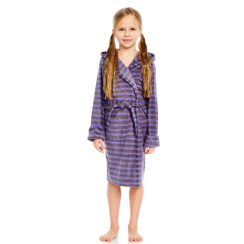 Kids Fleece Hooded Robe Striped Bold Men's Statement