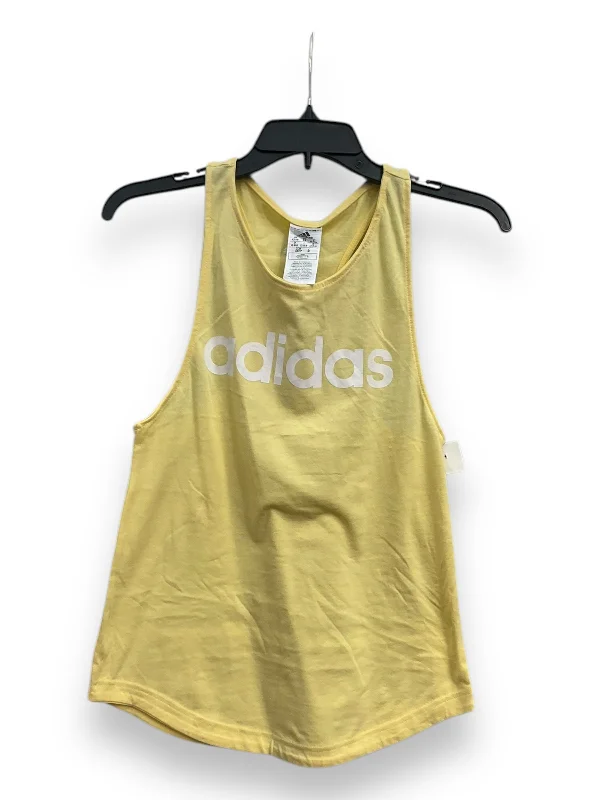 Athletic Tank Top By Adidas In Yellow, Size: Xs Sleek Men's Metallic