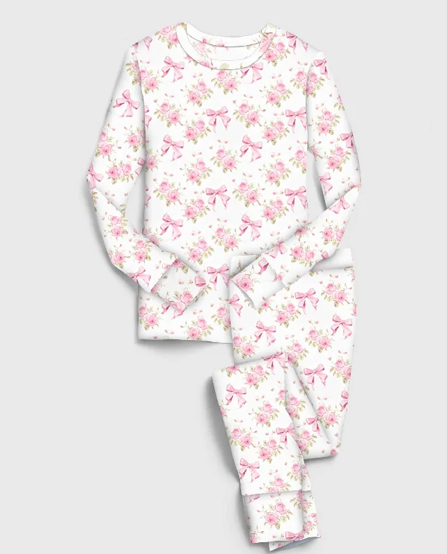 [Pre Sale] Whimsical & Wild Ribbons & Roses - Bamboo Long Sleeve Lounge Set (EST SHIP LATE MARCH) Casual Men's Loose