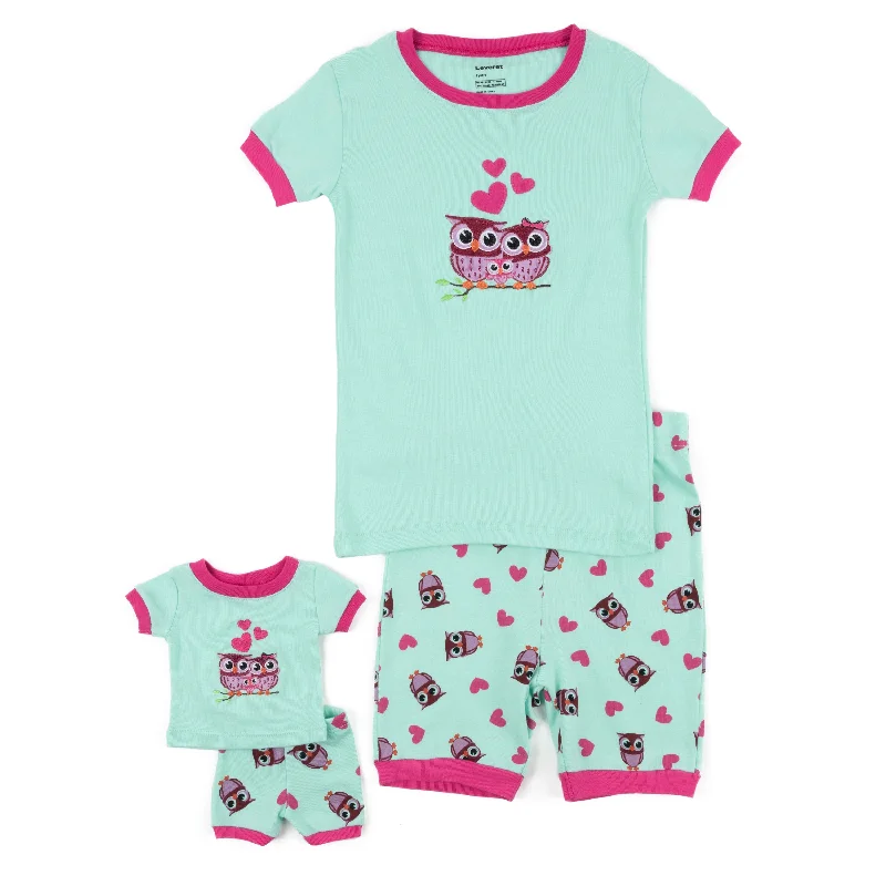 Girls and Matching Doll Short Pajamas Owl Artistic Men's Avant