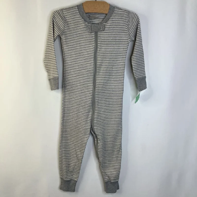 Size 2 (85): Hanna Andersson Grey/White Striped 1pc PJs Bold Men's Animal