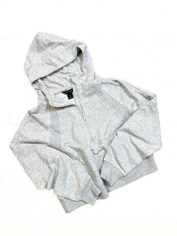 Cropped French Terry Hoodie-Heather Grey Organic