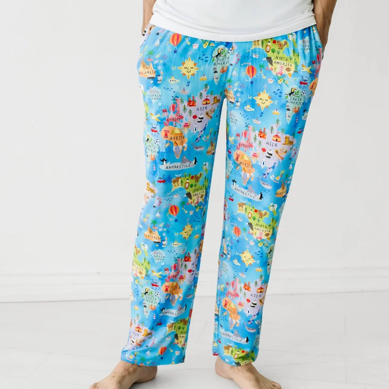 Around The World Men's Pajama Pants Polished Men's Silk