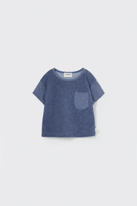 NUC281S5-ORGANIC TOWELING BABY T-SHIRT-blue melange Refined Men's Velvet