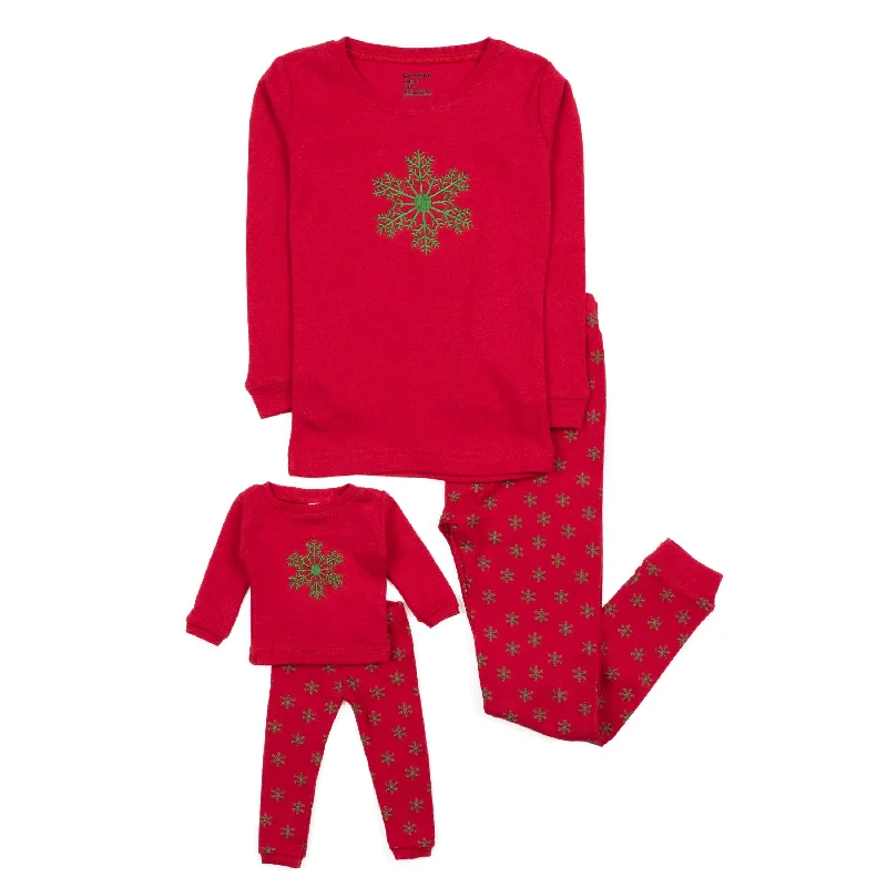 Christmas Girls and Matching Doll Cotton Pajamas Snowflake Modern Men's 