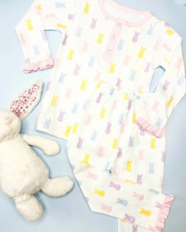 Preorder GLP2202 Easter Bunny pink and white long sleeve pants pajamas set Unique Men's Patch