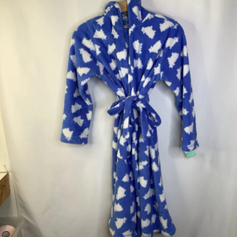 Size 10-12: LL Bean Blue White Clouds Fuzzy Cozy Robe Vacation