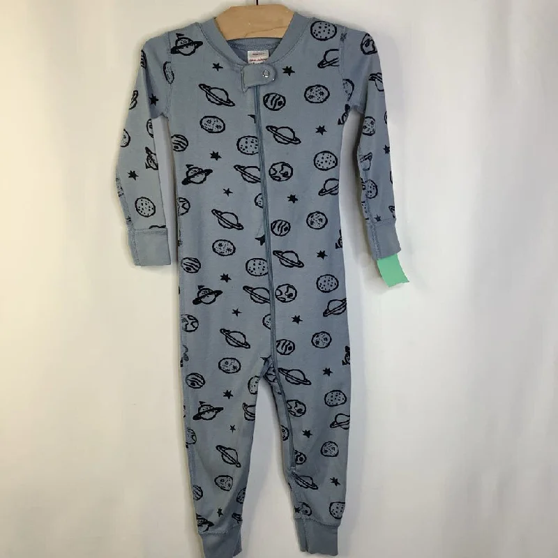 Size 3 (90): Hanna Andersson Light Blue Space Print 1pc PJs Hip Men's Retro