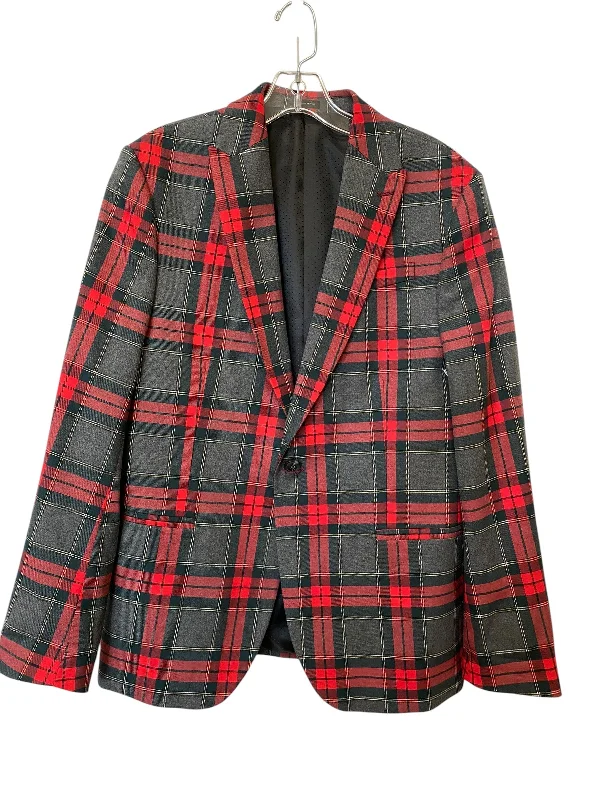 Blazer By Clothes Mentor In Plaid Pattern, Size: M Elegant Men's Formal 