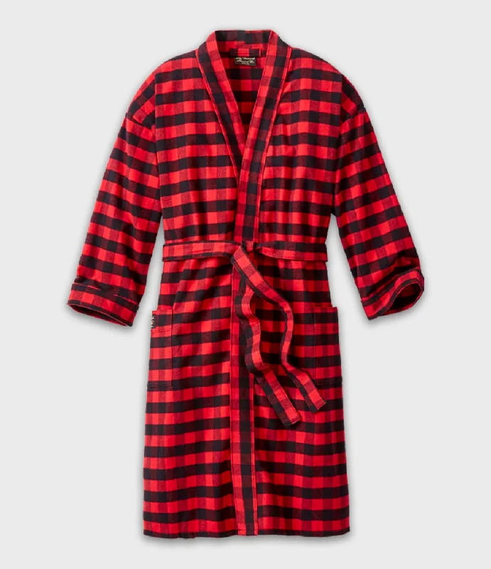 Flannel Robe - Red Buffalo Masculine Men's Thick