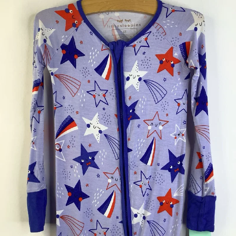 Size 3: Little Sleepies Blue/Red/White Shooting Stars Print 1pc Footy PJs Sharp Men's Italian