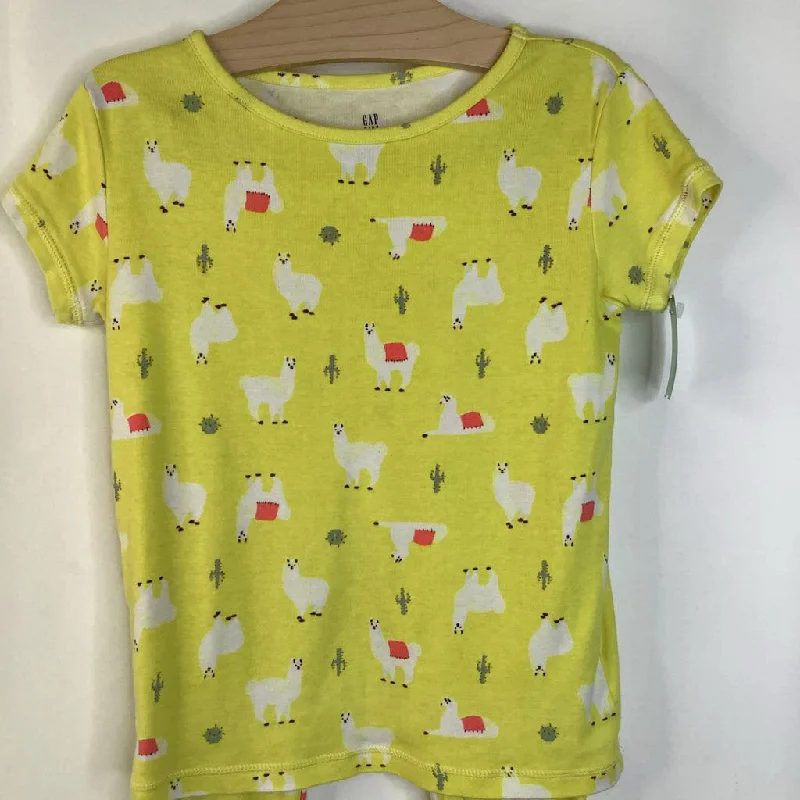 Size 10: Gap Yellow White Llamas Short Sleeve 2pc PJs Traditional Men's Wool