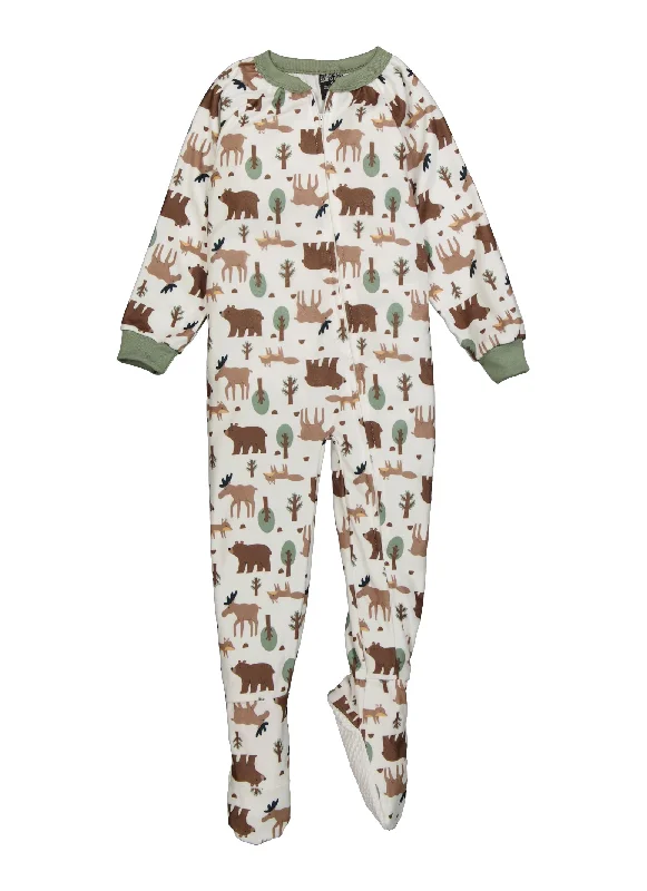 Little Boys Printed Zip Front Footed Pajamas Refined Men's Hand