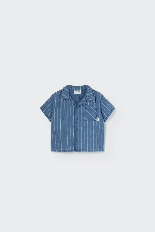 ABEL219S5-STRIPED DENIM BABY SHIRT-blue Cozy Men's Sherpa